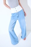 JEANS CARGO CON CINTURINO BIANCO BLU CHIARO