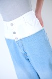 JEANS CARGO CON CINTURINO BIANCO BLU CHIARO