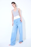 JEANS CARGO CON CINTURINO BIANCO BLU CHIARO