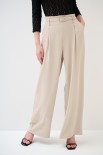 PANTALONE LARGO ELASTICO DIETRO E CINTURA FODERATA BEIGE