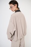 BOMBER QUADRETTO CON COLLO ECOPELLE MORO