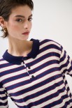 POLO CROP CON SPACCHI A RIGHE M/MANICA