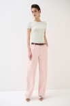 PANTALONE DRITTO CON CINTURA ROSA