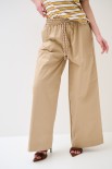 PANTALONE DRITTO CON TASCHE LACCIO COTONE A CONTRASTO CAMMELLO