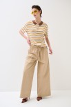 PANTALONE DRITTO CON TASCHE LACCIO COTONE A CONTRASTO CAMMELLO