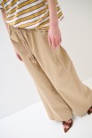 PANTALONE DRITTO CON TASCHE LACCIO COTONE A CONTRASTO CAMMELLO