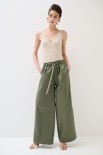 PANTALONE DRITTO CON TASCHE LACCIO COTONE A CONTRASTO VERDE MILI