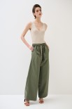 PANTALONE DRITTO CON TASCHE LACCIO COTONE A CONTRASTO VERDE MILI