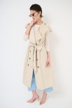 TRENCH LUNGO SMANICATO SENZA COLLO BEIGE