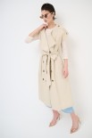 TRENCH LUNGO SMANICATO SENZA COLLO BEIGE