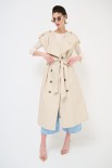 TRENCH LUNGO SMANICATO SENZA COLLO BEIGE