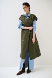 TRENCH LUNGO SMANICATO SENZA COLLO VERDE MILITARE