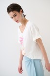 T-SHIRT COLLO A V PALMA BIANCO