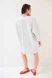 ABITO OVER CON RICAMO PIZZO GRIGIO