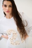 ABITO OVER CON RICAMO PIZZO GRIGIO