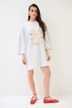 ABITO OVER CON RICAMO PIZZO GRIGIO