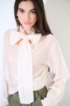 BLUSA CON FIOCCO VOILE PANNA