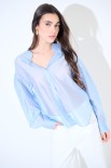 CAMICIA COREANA VOILE CON PIEGA MANICA CELESTE