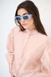 CAMICIA COREANA VOILE CON PIEGA MANICA ROSA