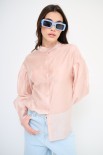 CAMICIA COREANA VOILE CON PIEGA MANICA ROSA