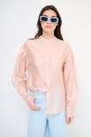 CAMICIA COREANA VOILE CON PIEGA MANICA ROSA