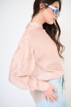 CAMICIA COREANA VOILE CON PIEGA MANICA ROSA