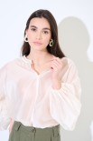 BLUSA SCOLLO V VOILE CON MANICA AMPIA ELASTICO PANNA