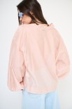 BLUSA SCOLLO V VOILE CON MANICA AMPIA ELASTICO ROSA