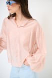 BLUSA SCOLLO V VOILE CON MANICA AMPIA ELASTICO ROSA