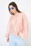 BLUSA SCOLLO V VOILE CON MANICA AMPIA ELASTICO ROSA