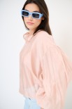 BLUSA SCOLLO V VOILE CON MANICA AMPIA ELASTICO ROSA