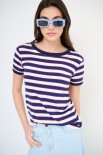 T-SHIRT RIGA CON COLLO E MANICA COSTINA BLU