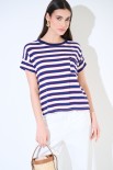 T-SHIRT SCATOLINA CON TASCA RIGHE BLU