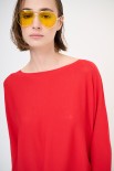 MAGLIA OVER SCOLLO BARCA MANICA 3/4 ROSSO