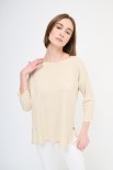 MAGLIA OVER SCOLLO BARCA MANICA 3/4 BEIGE