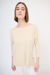 MAGLIA OVER SCOLLO BARCA MANICA 3/4 BEIGE