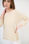 MAGLIA OVER SCOLLO BARCA MANICA 3/4 BEIGE