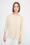 MAGLIA OVER SCOLLO BARCA MANICA 3/4 BEIGE