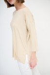 MAGLIA OVER SCOLLO BARCA MANICA 3/4 BEIGE