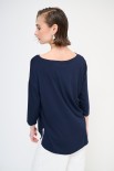 MAGLIA OVER SCOLLO BARCA MANICA 3/4 BLU