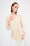 MAGLIA OVER SCOLLO V MANICA 3/4 BEIGE