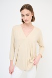 MAGLIA OVER SCOLLO V MANICA 3/4 BEIGE