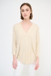 MAGLIA OVER SCOLLO V MANICA 3/4 BEIGE