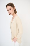 MAGLIA OVER SCOLLO V MANICA 3/4 BEIGE