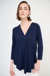 MAGLIA OVER SCOLLO V MANICA 3/4 BLU