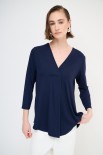 MAGLIA OVER SCOLLO V MANICA 3/4 BLU