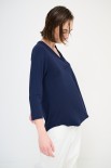 MAGLIA OVER SCOLLO V MANICA 3/4 BLU