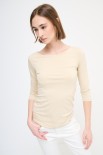 MAGLIA SLIM PARICOLLO MANICA 3/4 BEIGE