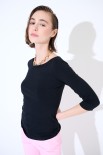 MAGLIA SLIM PARICOLLO MANICA 3/4 NERO