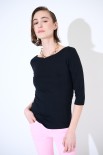 MAGLIA SLIM PARICOLLO MANICA 3/4 NERO